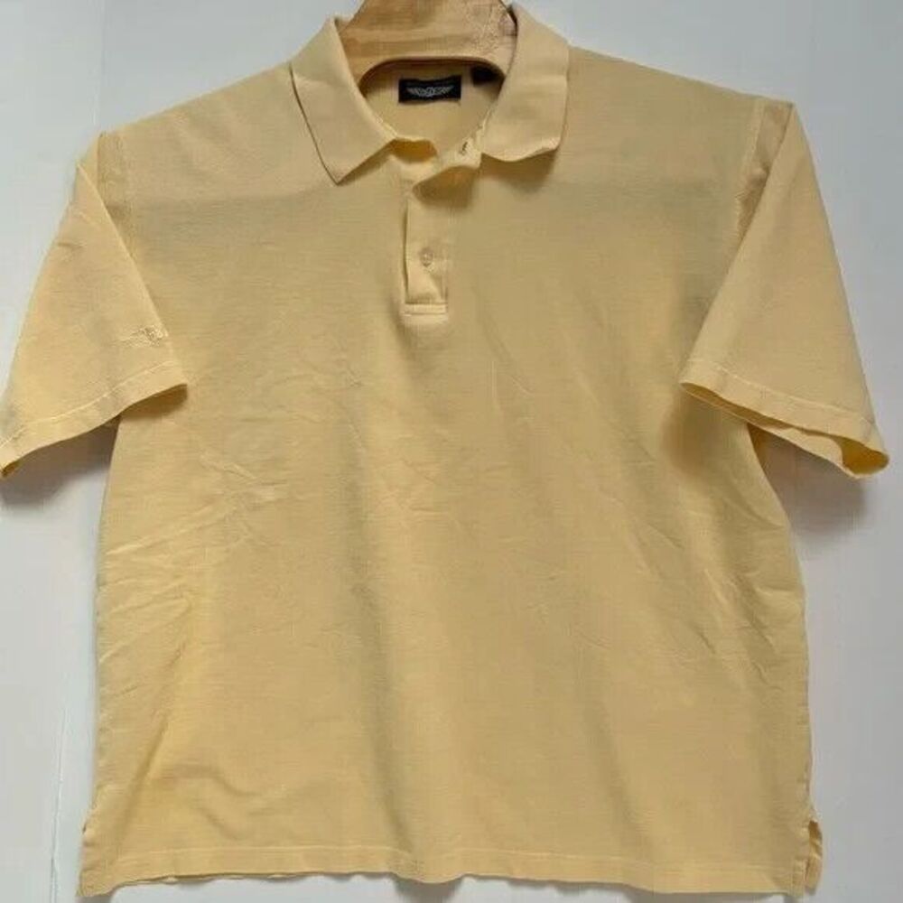 Straight Down Golf 100% Cotton Yellow Polo size Large‎